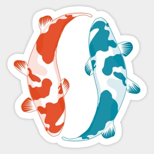 Blue and Orange Koi Fish Sticker